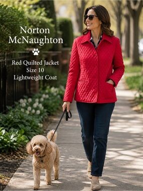 Women’s Norton McNaughton Red Quilted Jacket Size 10 Lightweight Coat